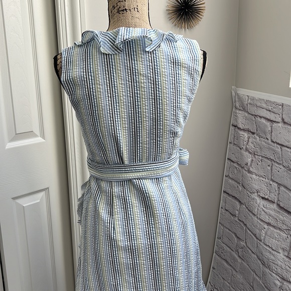 Draper James striped blue & white ruffle wrap dress - Picture 7 of 11